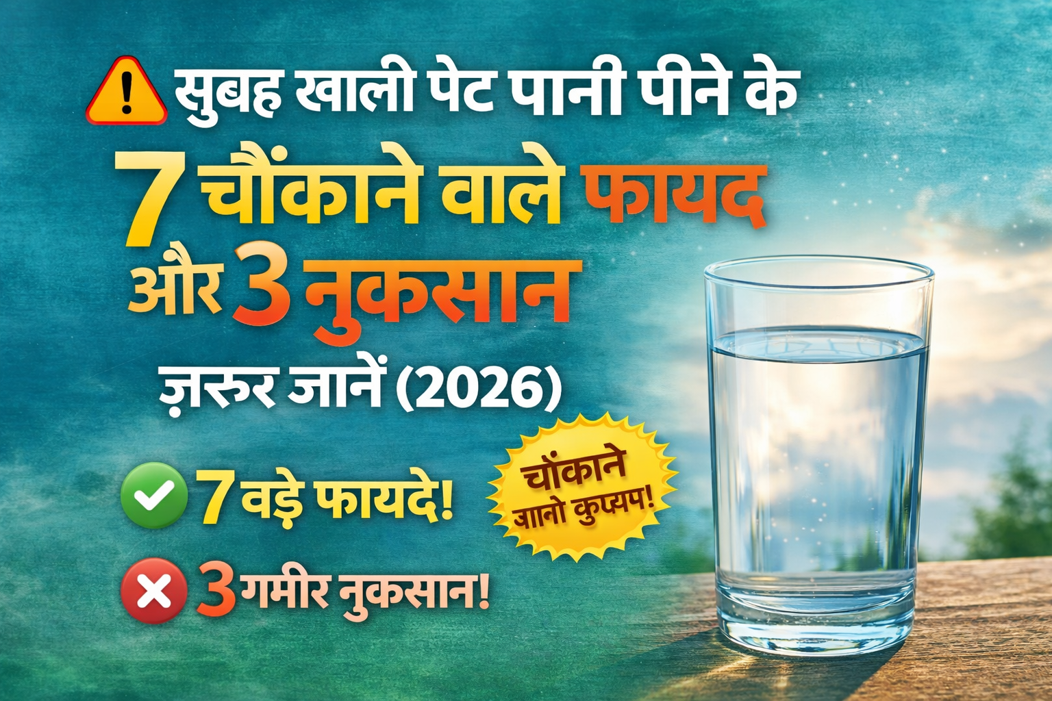 सुबह खाली पेट पानी पीने के 7 चौंकाने वाले फायदे और 3 नुकसान